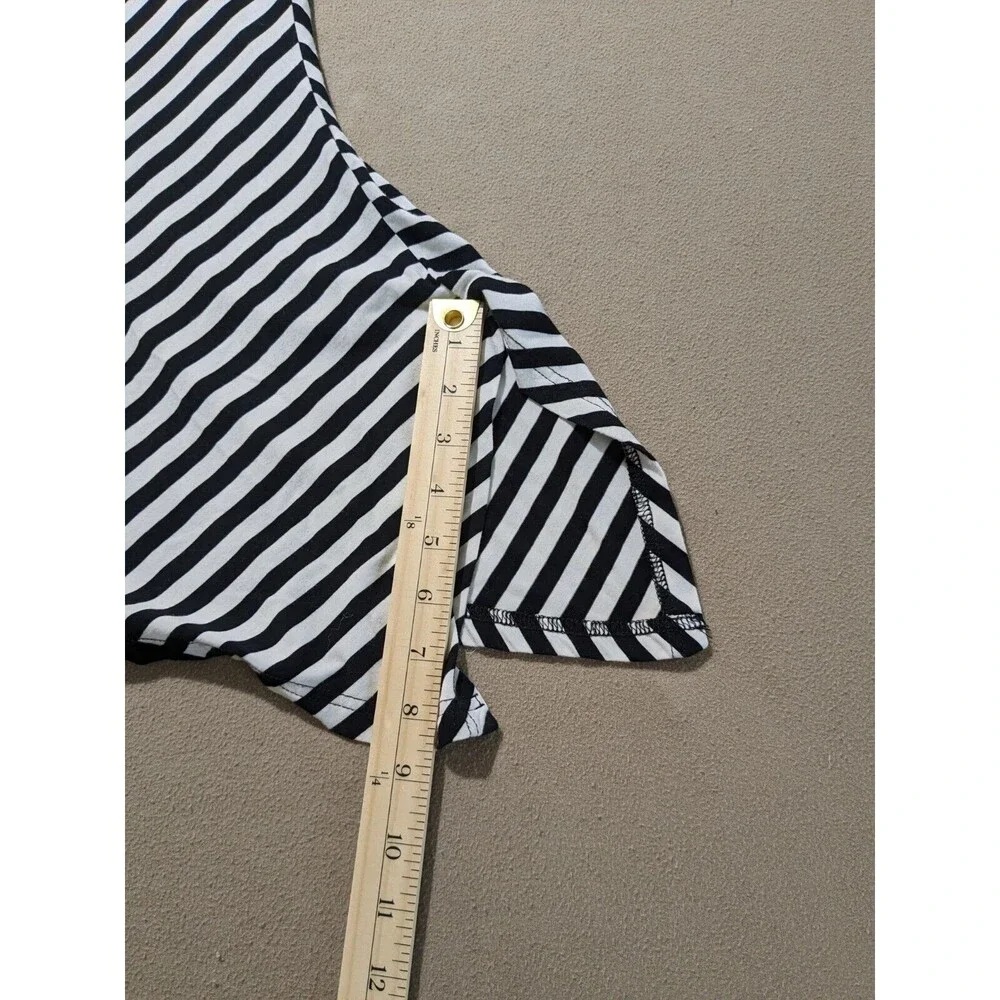 Lior Paris Black & White Stripes, Geometric Pattern Tunic with V-Neck Collar SM - Picture 9 of 10